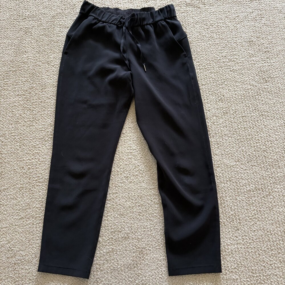 Lululemon Pants On the Fly 7/8 Pant Womens Black Elastic Waist Stretch Size 6